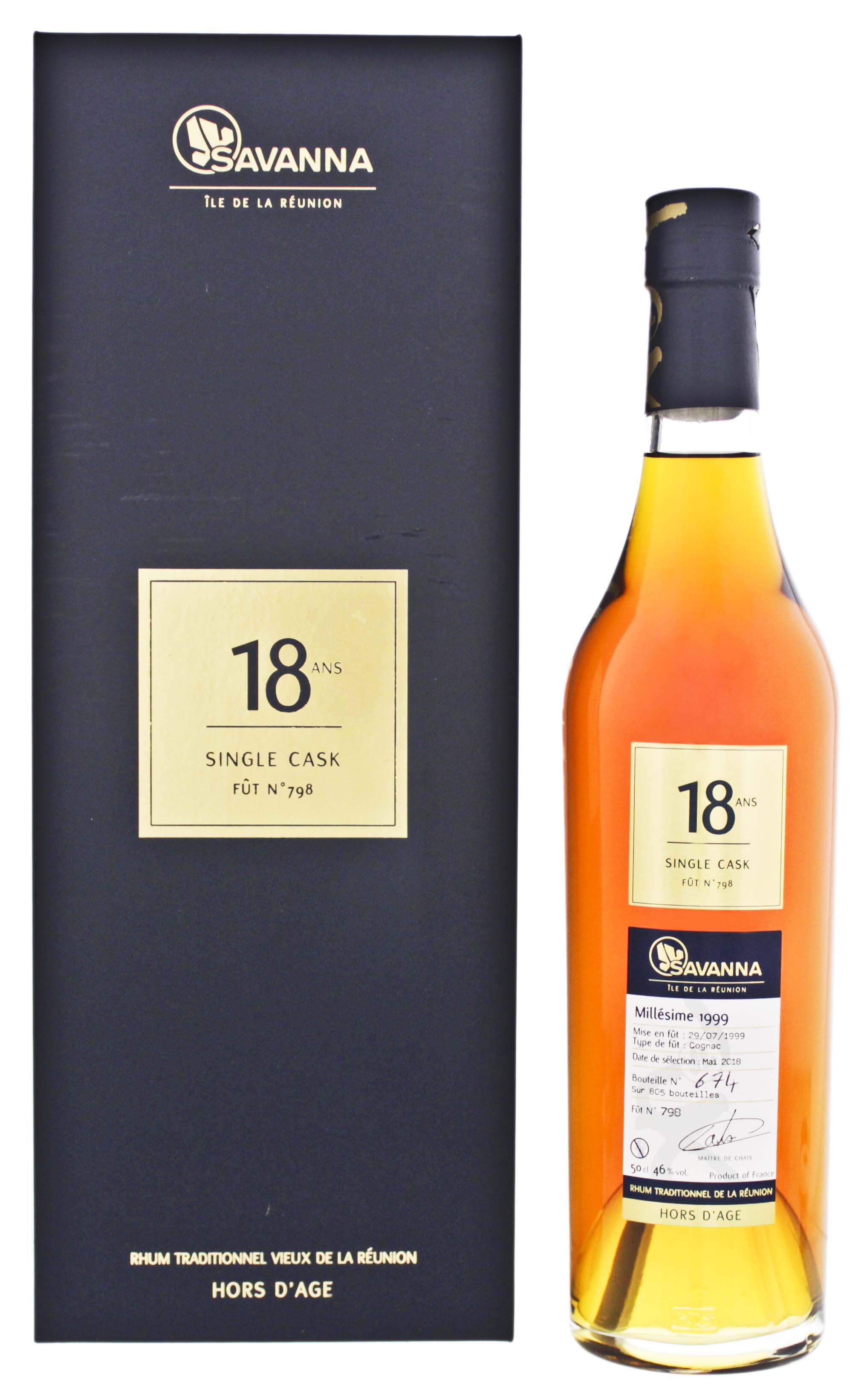Savanna Rhum Vieux Traditionnel Single Cask 18 Jahre 1999/2018 0,5L 46% Cognac Wood