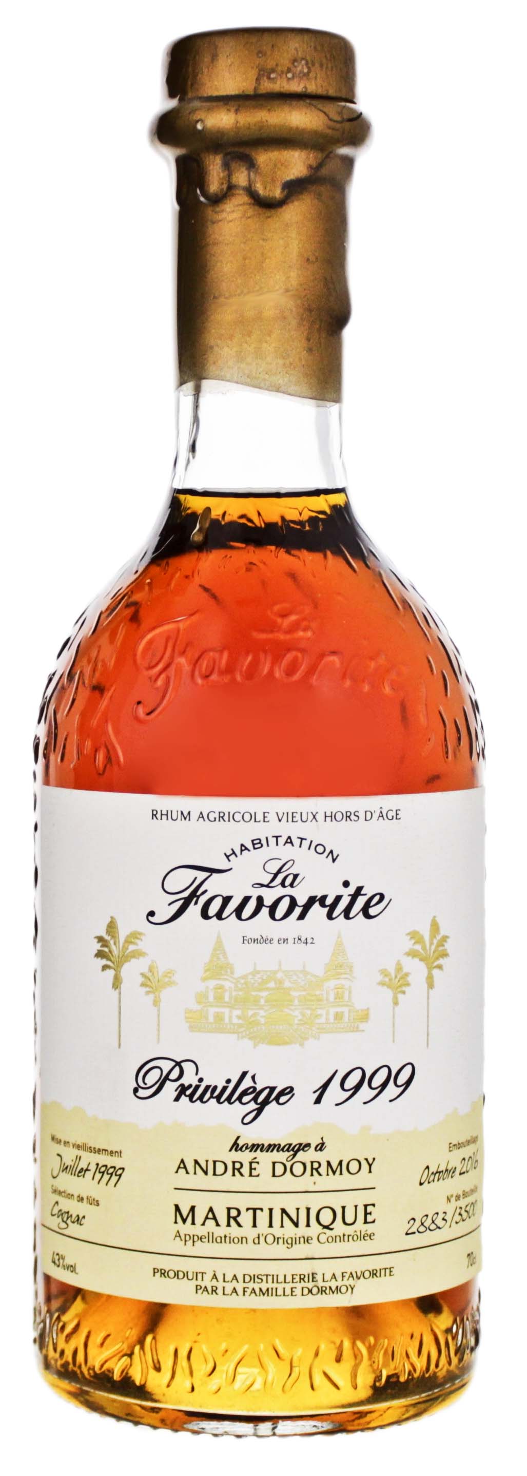 La Favorite Privilege 1999 Vieux Hors D´Age Agricole Rhum 0,7L 43%