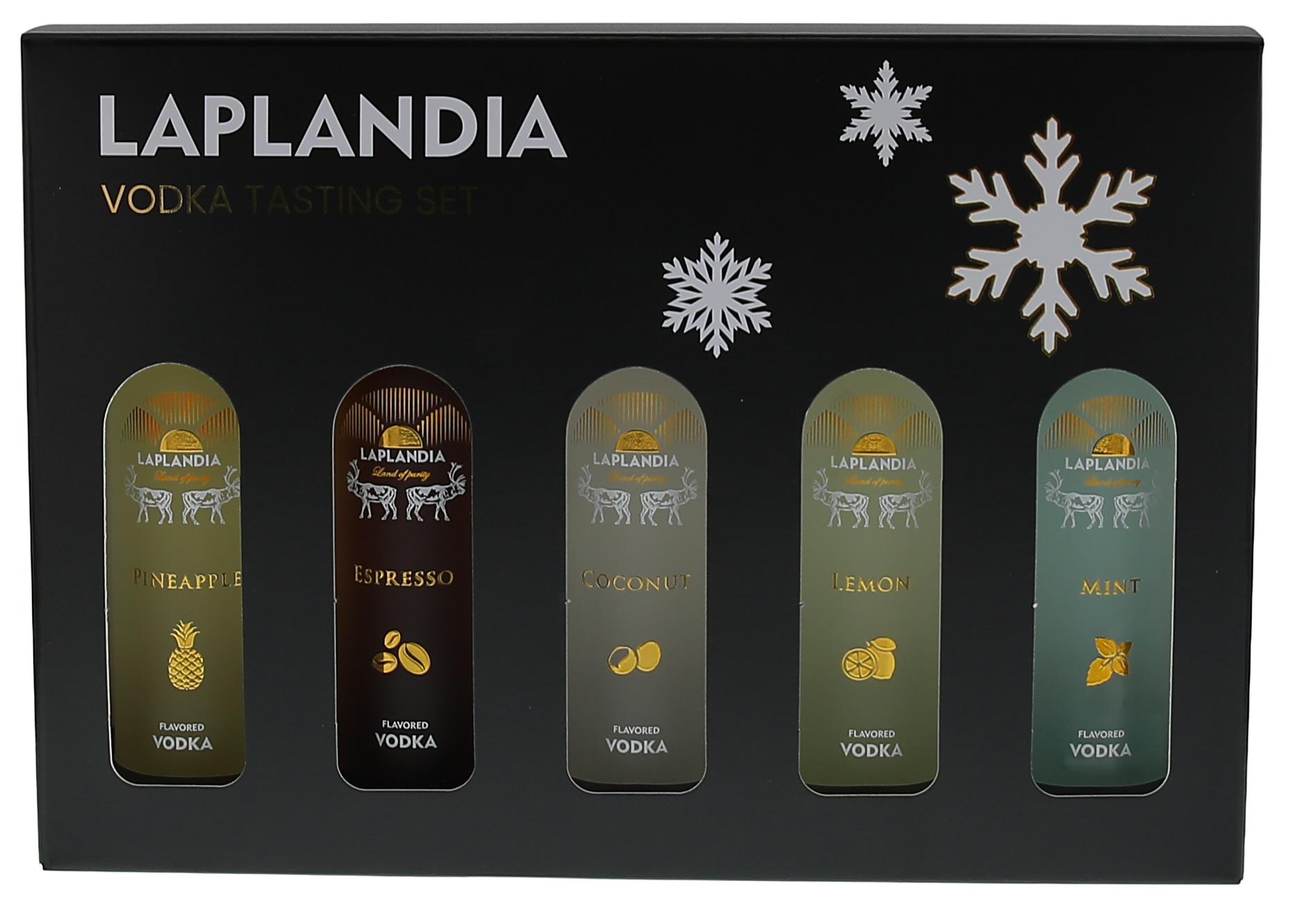 Laplandia Flavoured Vodka Geschenkset 5x0,05L 37,5% ( Pineapple-Espresso-Mint-Lemon-Coconut)
