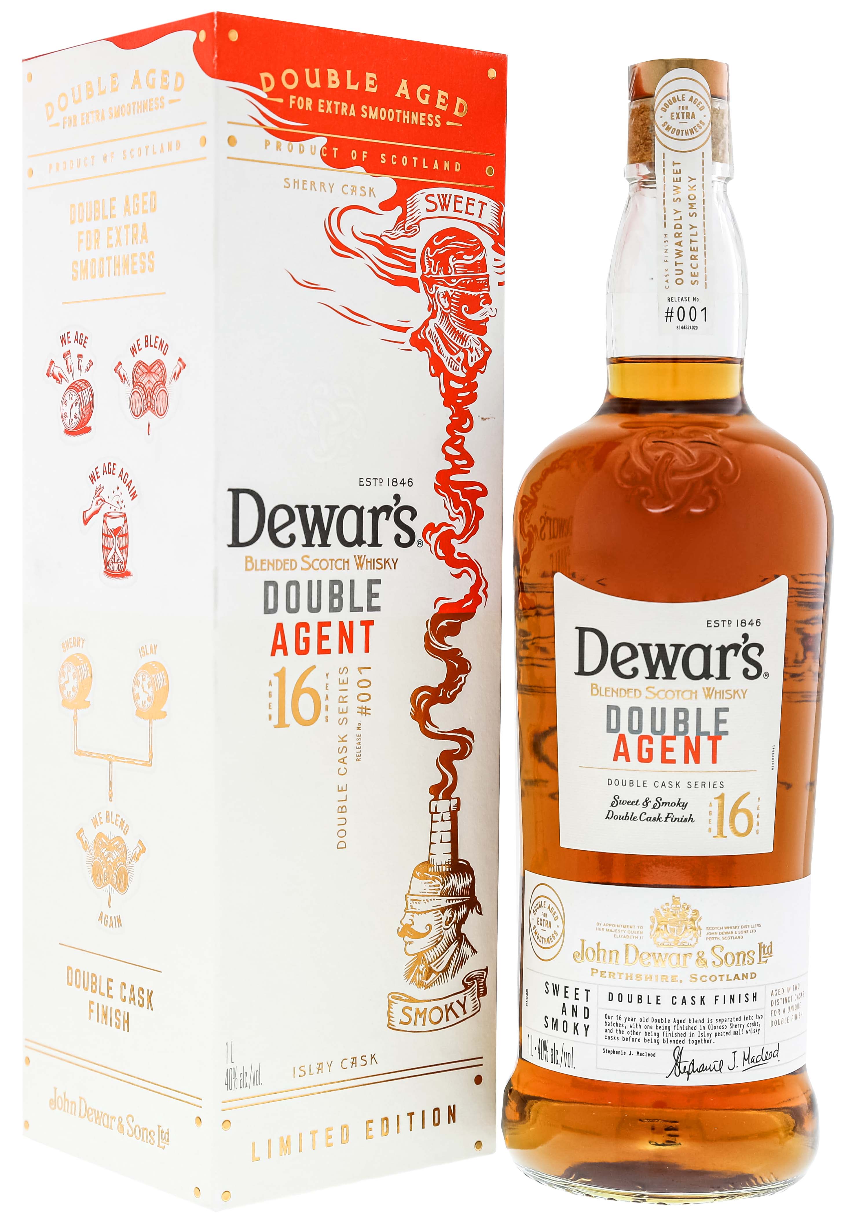 Dewars 16 Jahre Double Agent Blended Whisky 1L 40%
