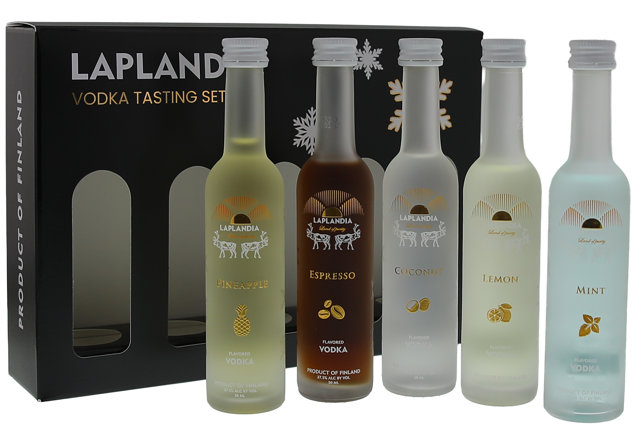 Laplandia Flavoured Vodka Geschenkset 5x0,05L 37,5% ( Pineapple-Espresso-Mint-Lemon-Coconut)