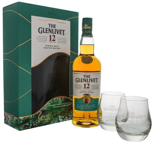The Glenlivet 12 Jahre Double Oak Single Malt Whisky 0,7L 40% inkl. 2 Gläser