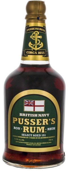 Pusser's British Navy Overproof Rum Select Aged 151 Green Label 0,7L 75,5%