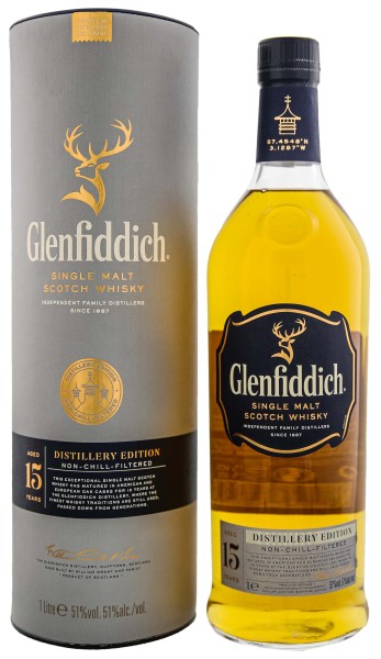 Glenfiddich Single Malt Whisky 15 Years Old Distillery Edition 51%