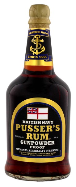 Pusser's British Navy Rum Black Label Gunpowder proof