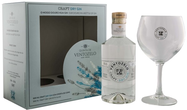 Quinta de Ventozelo Craft Dry Gin 0,5L 45% Geschenkset inkl. Glas