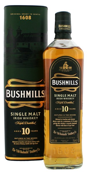 Bushmills Irish Single Malt Whiskey 10 Jahre, 0,7 L, 40%