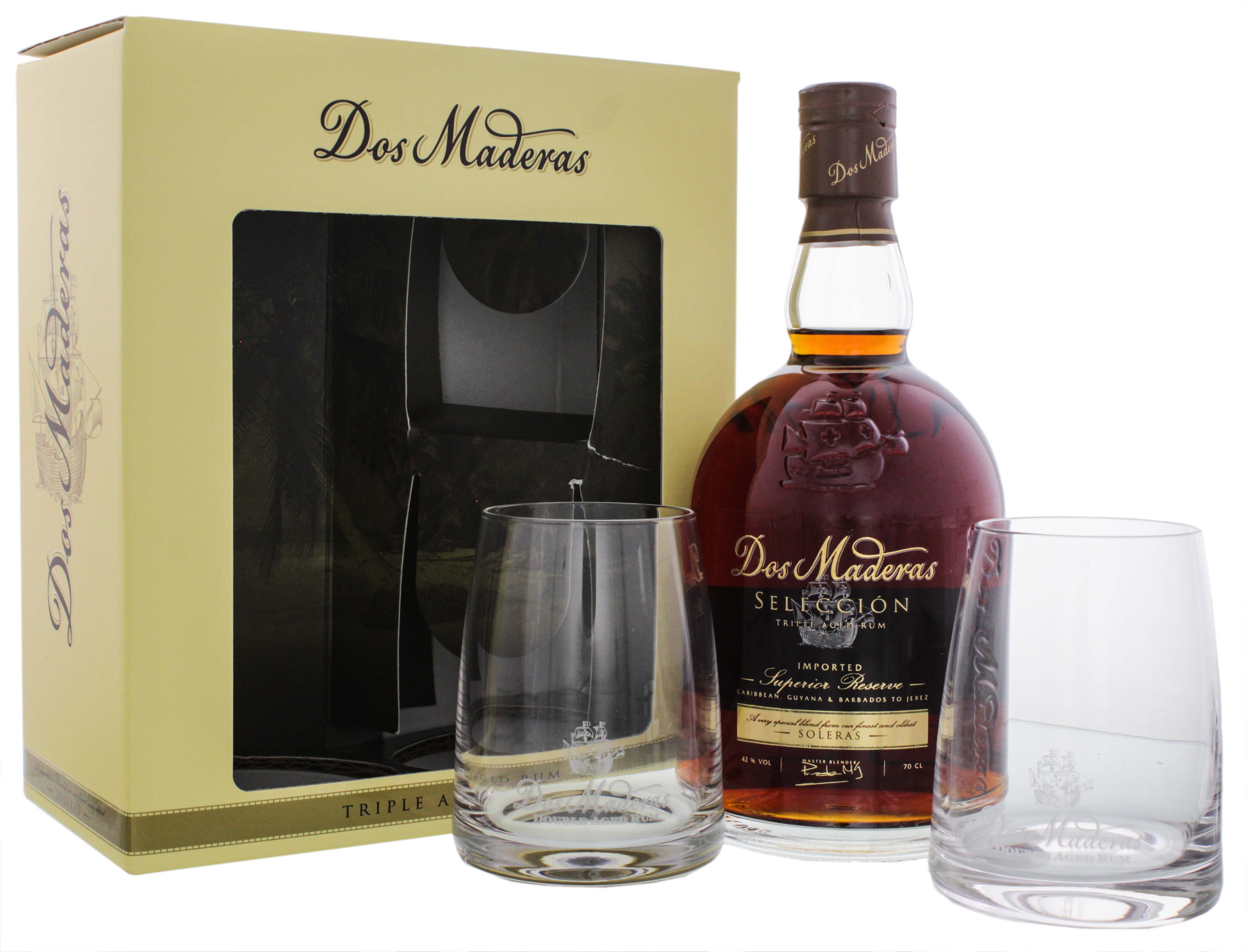 Dos Maderas Seleccion Rum Set mit 2 Gläser jetzt im Drinkology Online Shop !