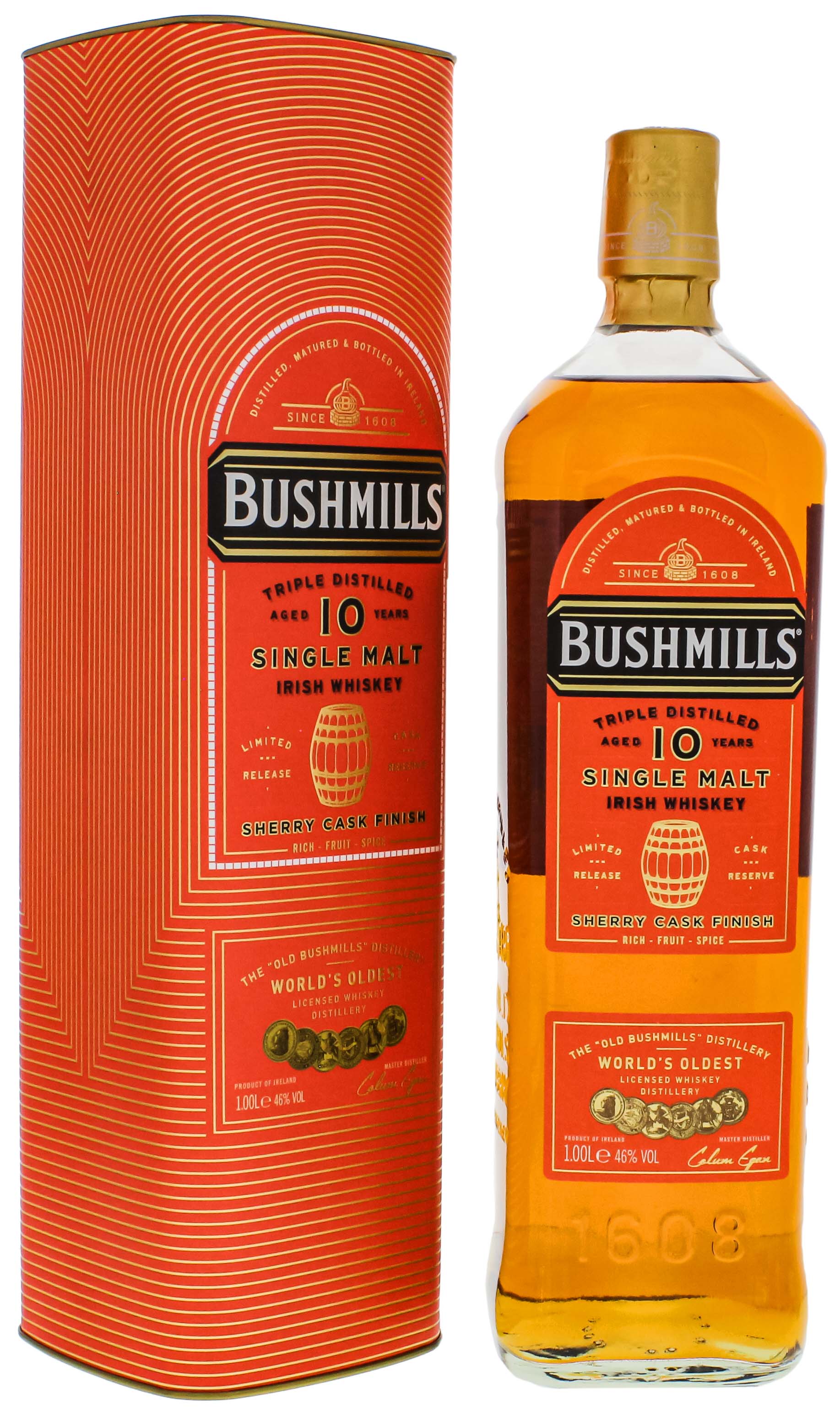 Bushmills Irish Single Malt Whiskey 10 Jahre Sherry Cask Finish 1,0L jetzt  im Drinkology Online Shop!