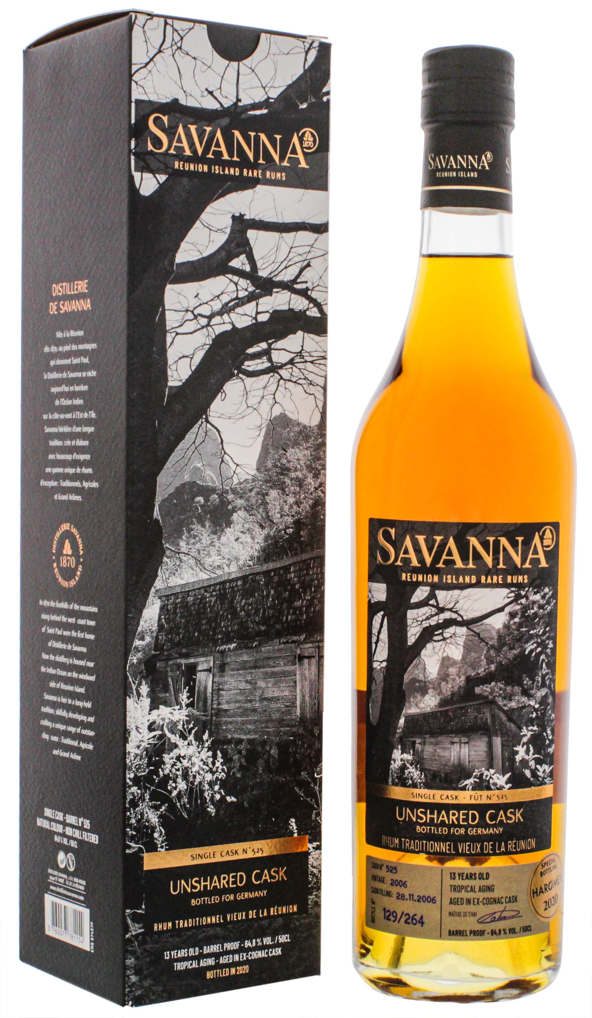 Savanna Rhum Vieux Traditionnel Unshared Single Cask No. 525 13 Jahre 0,5L 64,8%