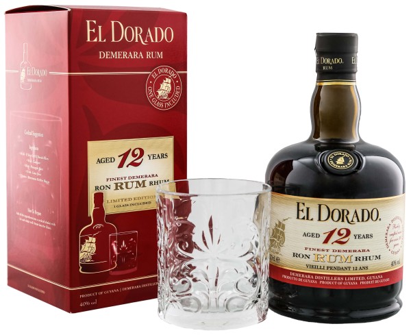 El Dorado Rum 12 Jahre plus Glas 0,7L 40%